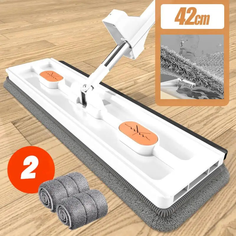 42cm Flat Mop – No Hand-Wash, Absorbent Wet & Dry Cleaning Mop"