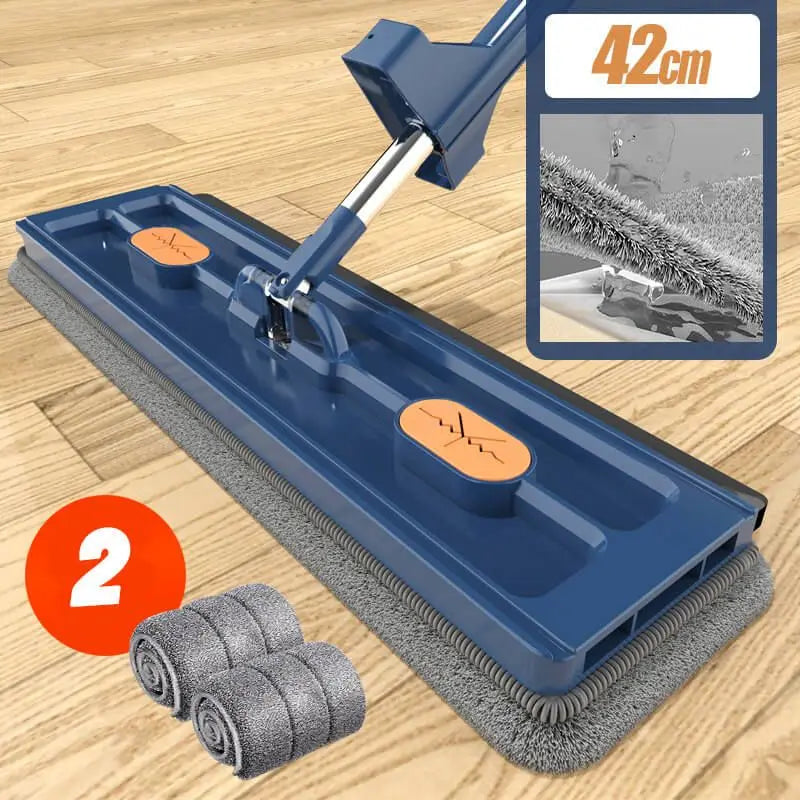 42cm Flat Mop – No Hand-Wash, Absorbent Wet & Dry Cleaning Mop"