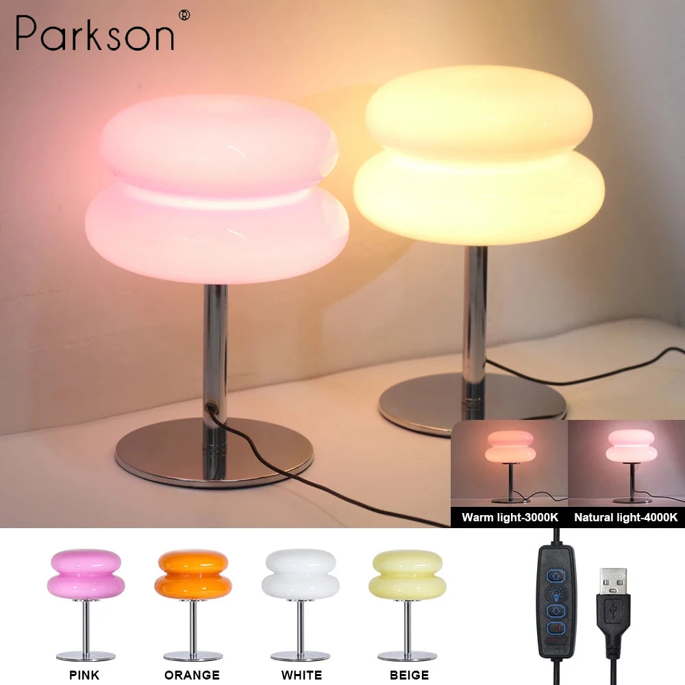 Modern Macaron LED Table Decor Lamp USB Dimming Desk Light Indoor Lighting Living Room Bedroom Bedside Decoration Bar Lamp
