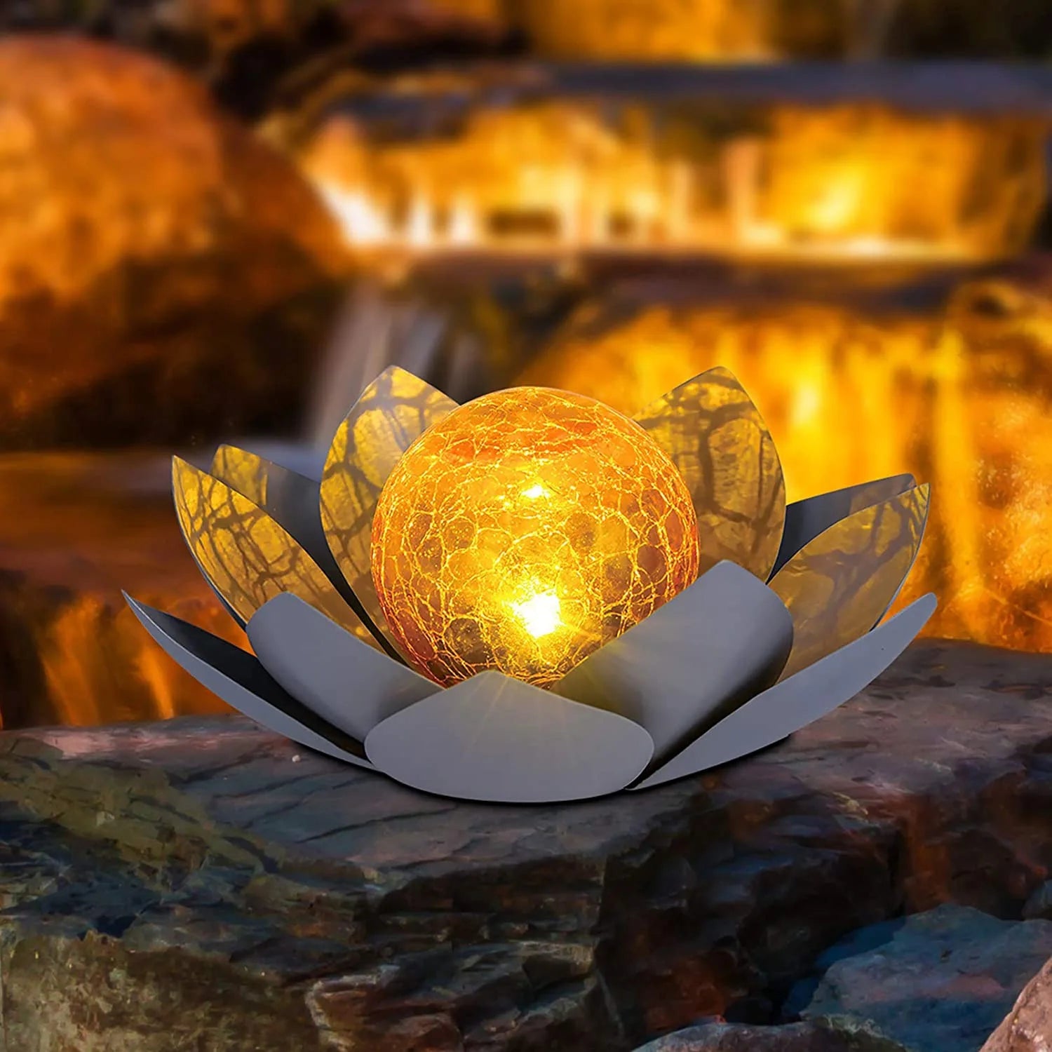 Solar Garden Lights Outdoor Waterproof LED Lotus Lamp Sunlight Yard Patio Lawn Path Driveway Decor Landscape Lights