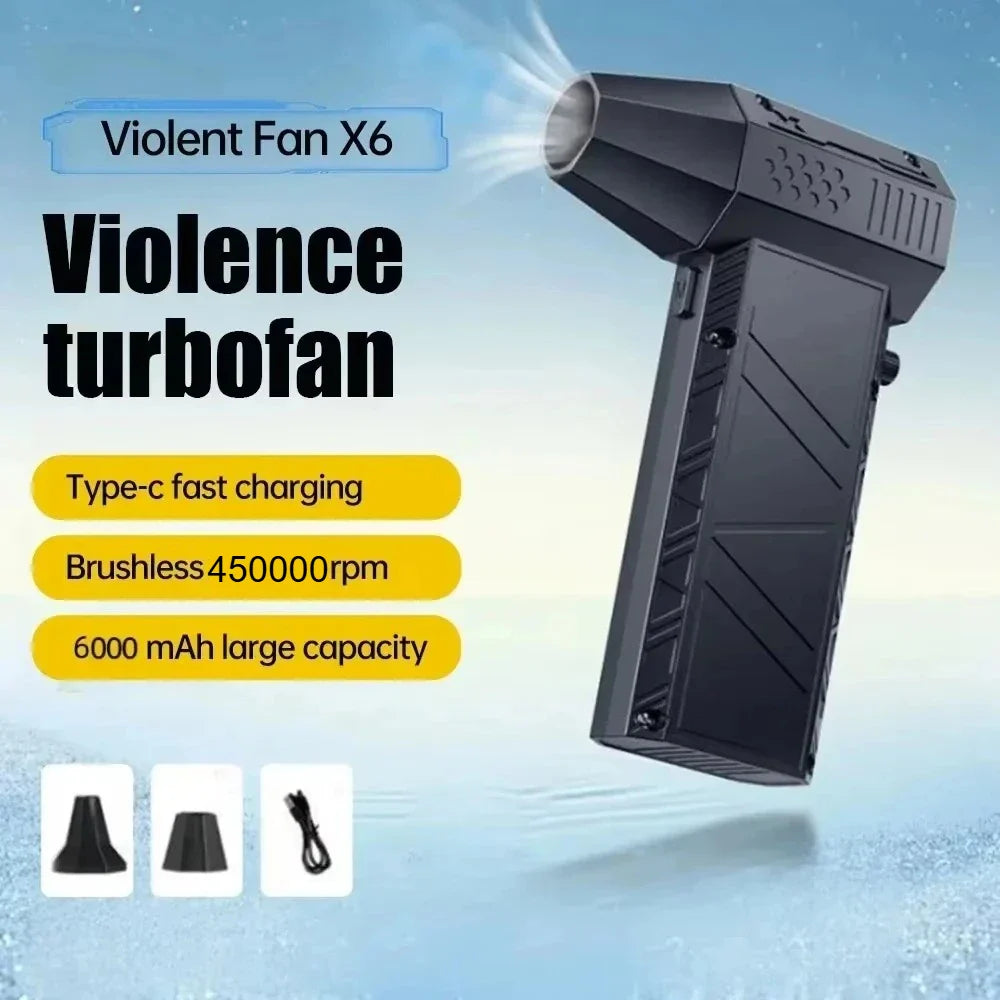 450,000RPM X6 Air Blower – Powerful Dust Vacuum Cleaner, Fast Charging, Brushless Fan for Car & Computer"