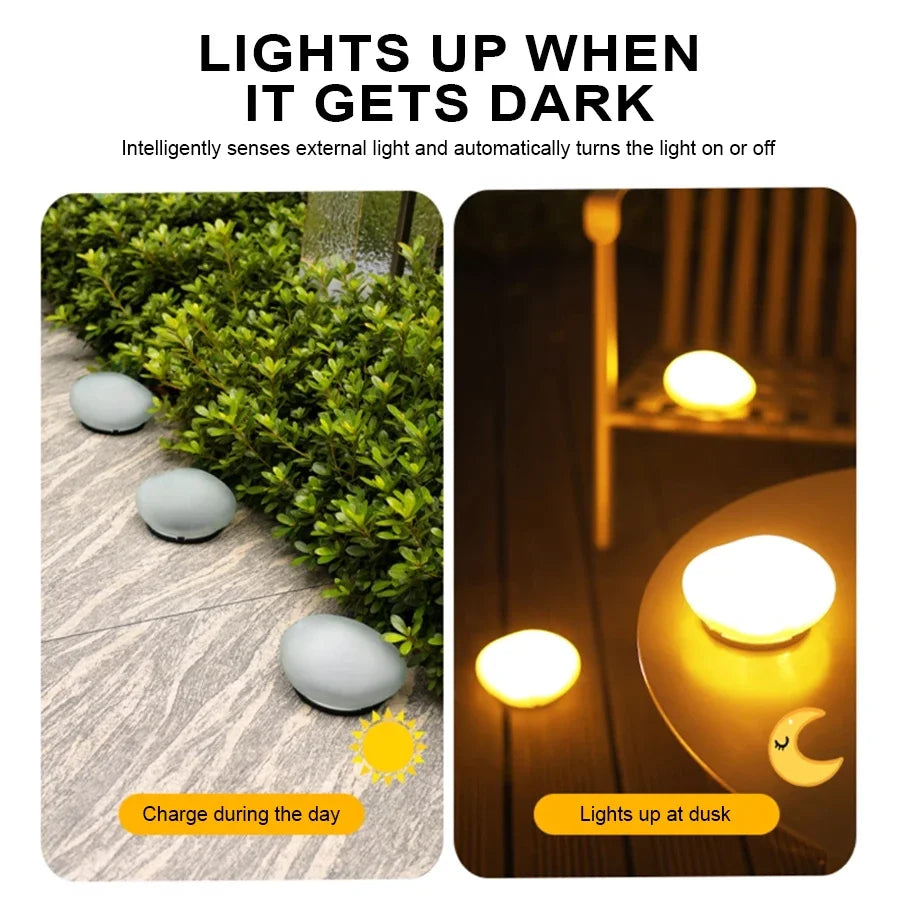 Solar Garden Lights Outdoor, Waterproof Solar Powered Stone Light,Outdoor Landscaping lights for Garden Pathway Yard Lawn light