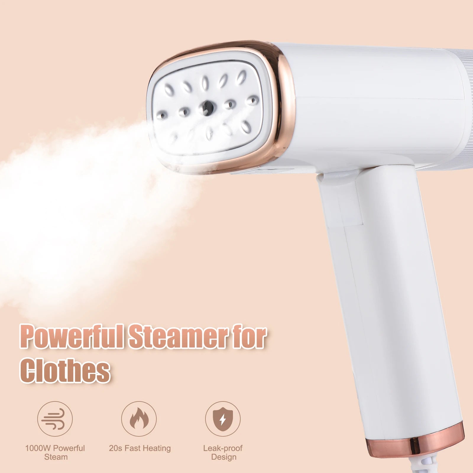 1000W Foldable Handheld Garment Steamer – Large 120ml Water Tank for Clothes & Fabrics"