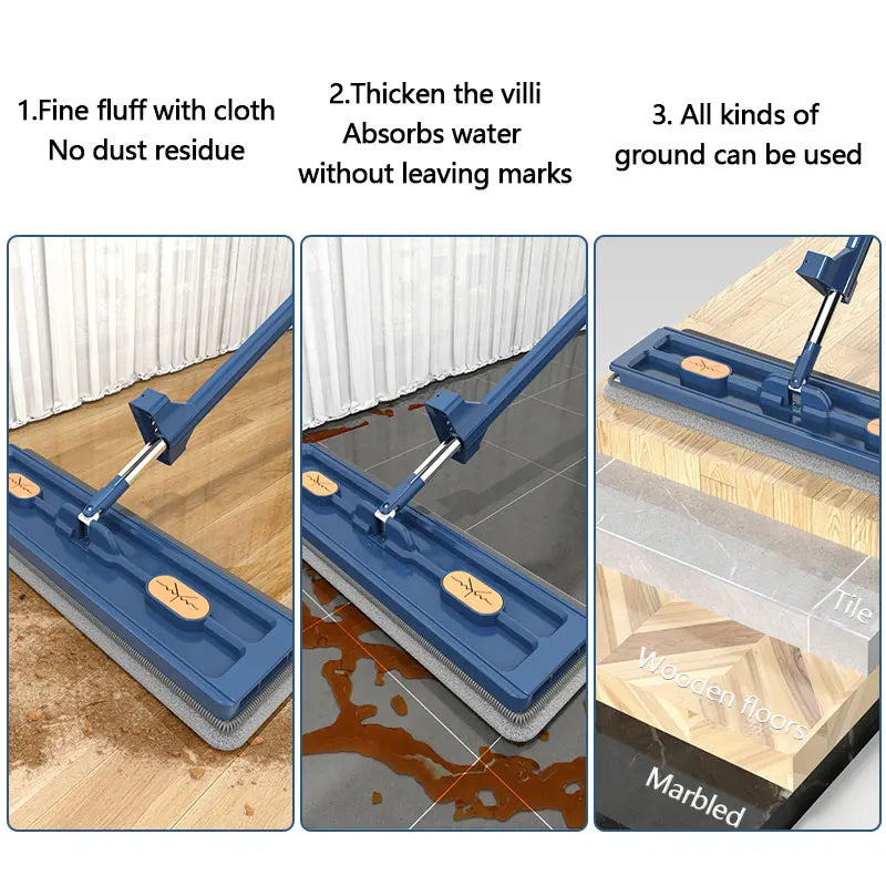 42cm Flat Mop – No Hand-Wash, Absorbent Wet & Dry Cleaning Mop"