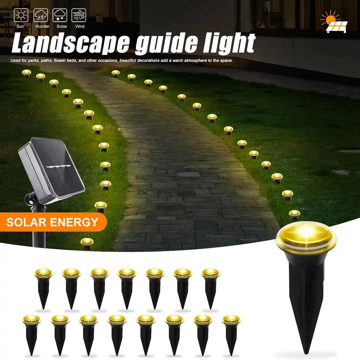 Solar Garden Lights 30LED Solar Lights Outdoor Waterproof Pilot Light String for Lawn Trails Camping Birthday Holiday Decorative