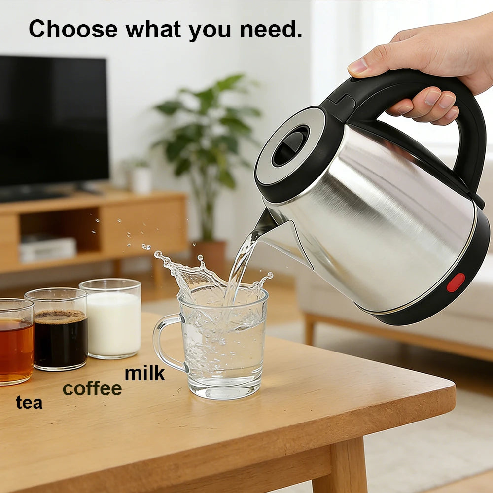 1.2L Electric Kettle AStainless Steel Auto Shut Off Anti-dry Burning Fast Heating Water Heater for Kitchen Daily Use