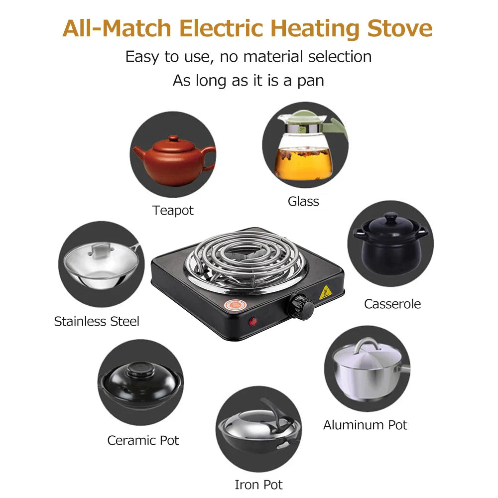 1000W 200-1000℃ Electric Furnace Household Disc Burner Portable Hot Plate Mosquito Incense Furnace Kitchen Charcoal Stove