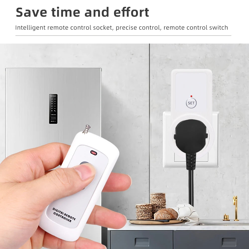 Smart Remote Control Socket Wireless Power Outlet Light Switch 220V 16A EU Plug Socket Power Outlet 433mhz Wireless Control