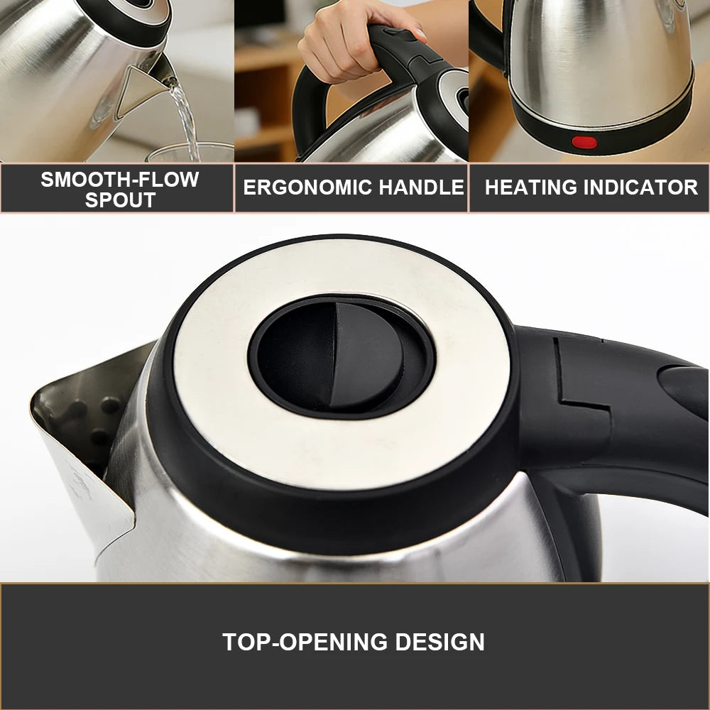 1.2L Electric Kettle AStainless Steel Auto Shut Off Anti-dry Burning Fast Heating Water Heater for Kitchen Daily Use
