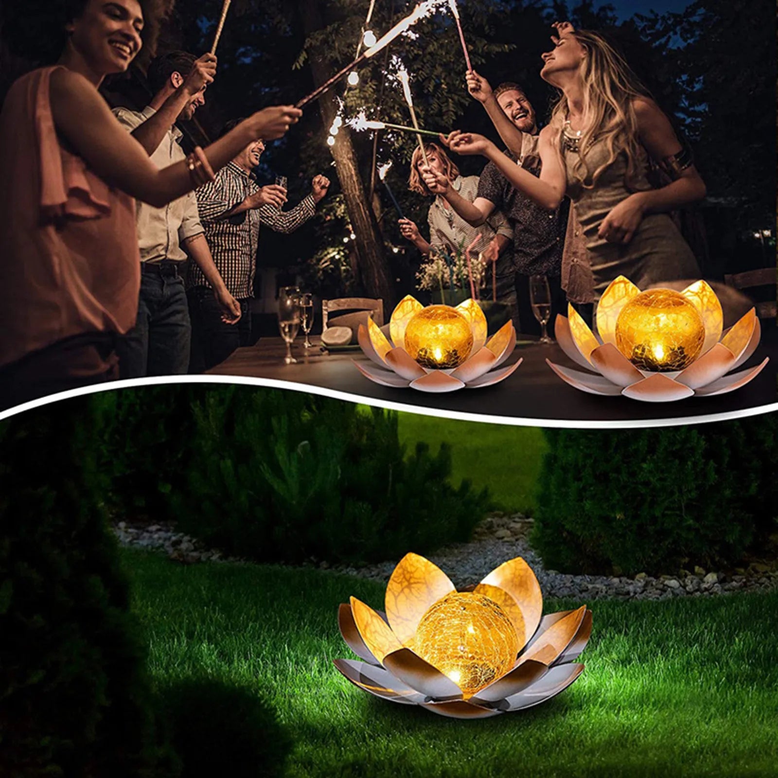 Solar Garden Lights Outdoor Waterproof LED Lotus Lamp Sunlight Yard Patio Lawn Path Driveway Decor Landscape Lights