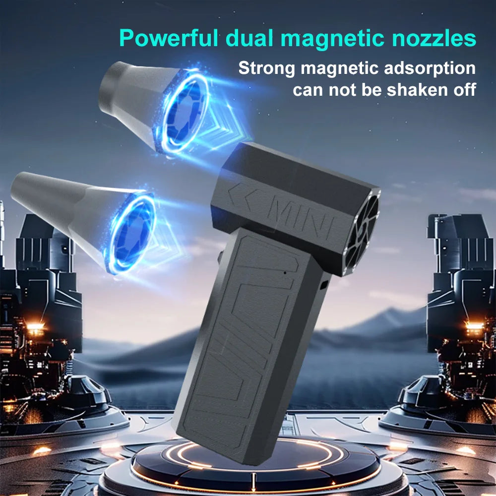 200,000RPM Violent Fan Air Blower – Brushless Turbo Jet, 52m/s Winds, Type-C Charging"