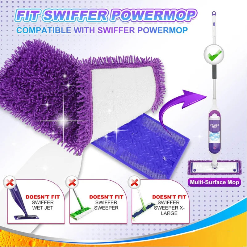 Reusable Washable Swiffer PowerMop Mop Pad Alternative - Cleaning Mop Pad Substitute for Spray Cleaner