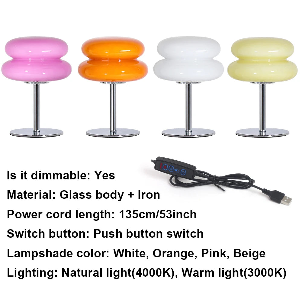 Modern Macaron LED Table Decor Lamp USB Dimming Desk Light Indoor Lighting Living Room Bedroom Bedside Decoration Bar Lamp
