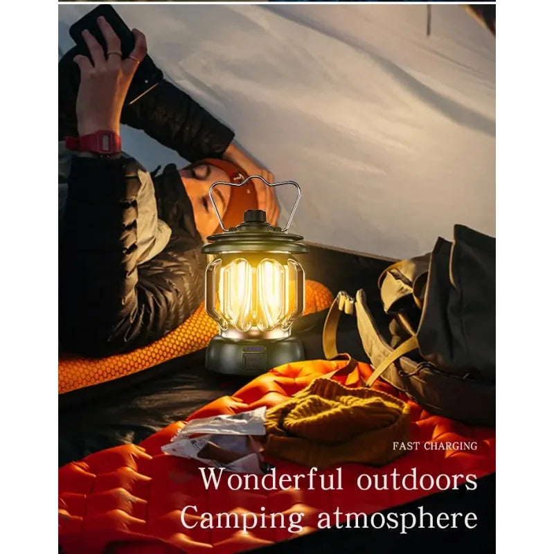 Outdoor Lantern Camping Tent Light Portable Retro Lighting Atmosphere Light LED Camping Light Adjustable Brightness
