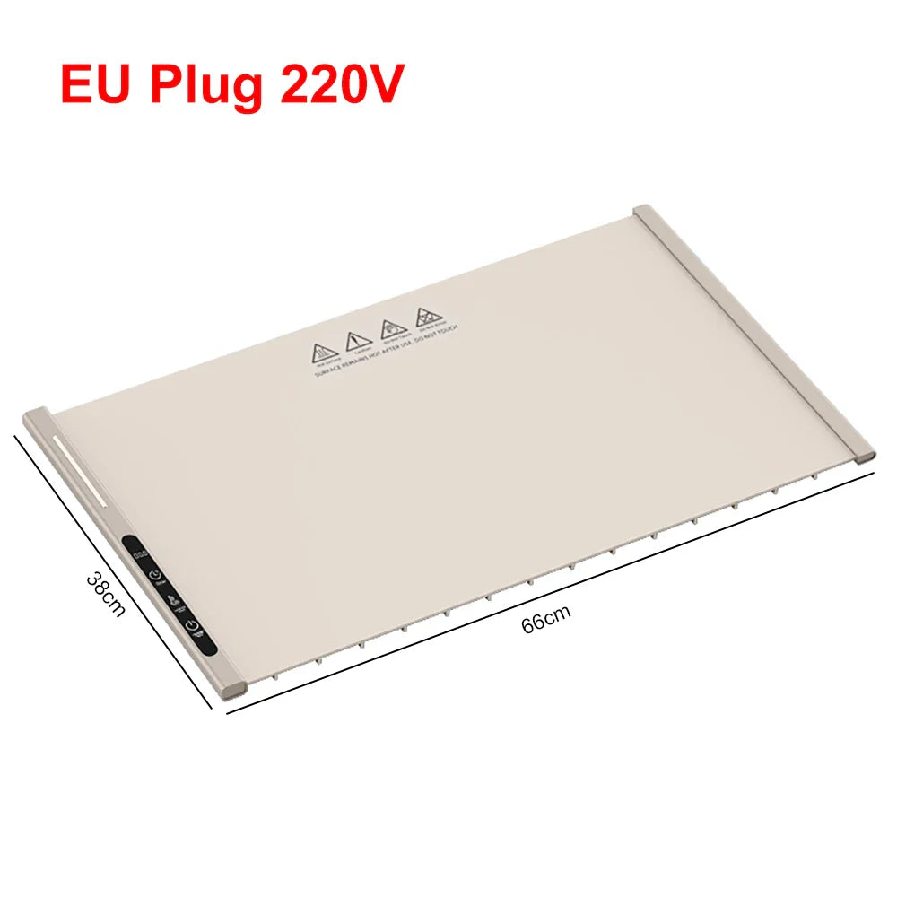 Electric Food Warmer Plate Foldable Warming Tray Plate Warmer Mat Food Fast Heating Portable Electric Warming Tray 8 Tem Setting