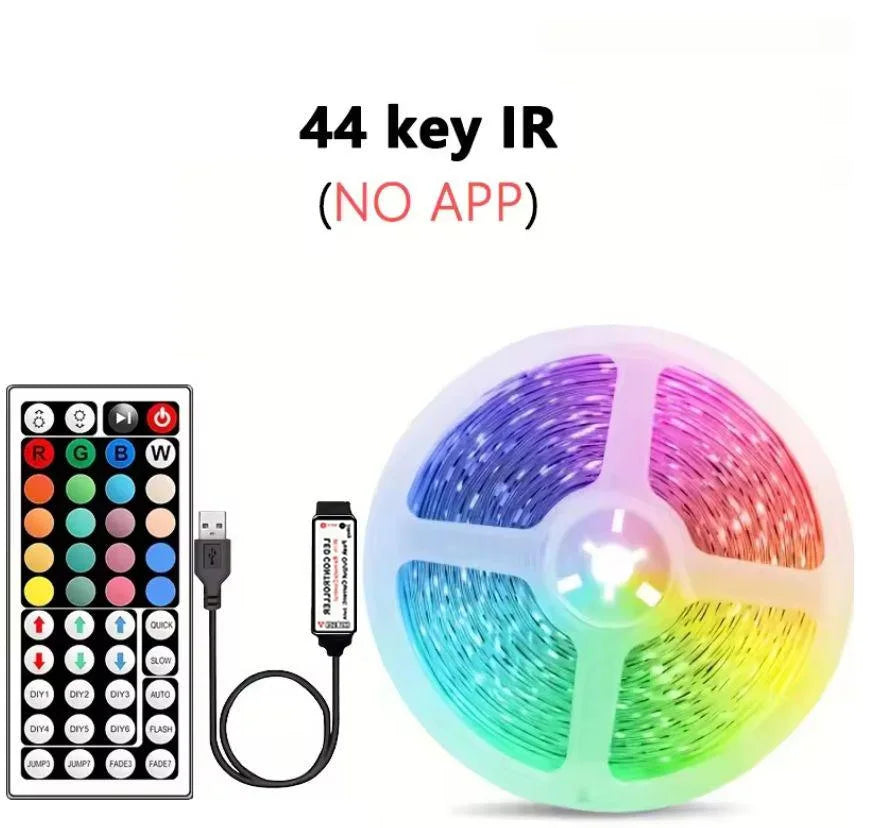 Smart LED Gaming Light Strip RGB 5050 USB 5V Music Sync 24/44key Remote APP Control Flexible Tape for Gaming Room TV Backlight