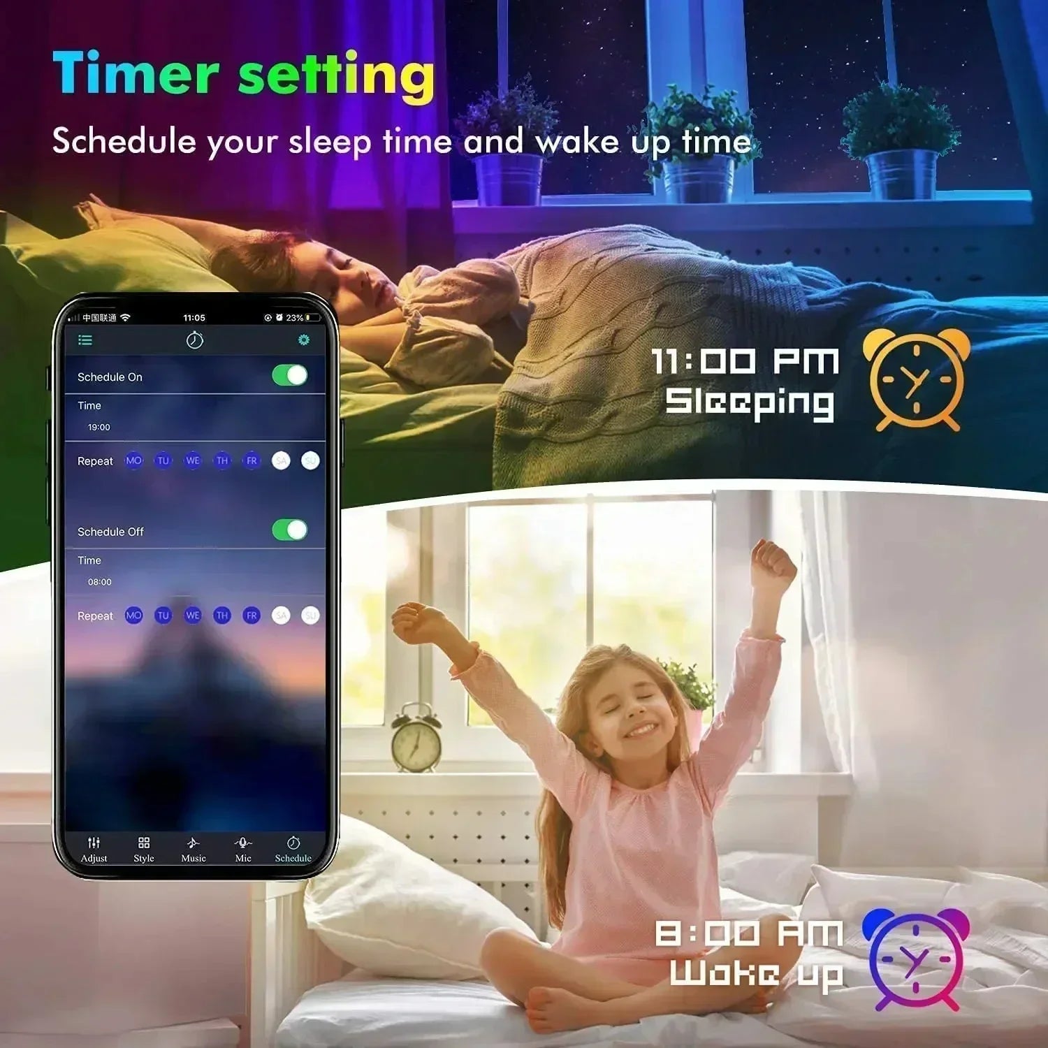 Smart LED Gaming Light Strip RGB 5050 USB 5V Music Sync 24/44key Remote APP Control Flexible Tape for Gaming Room TV Backlight