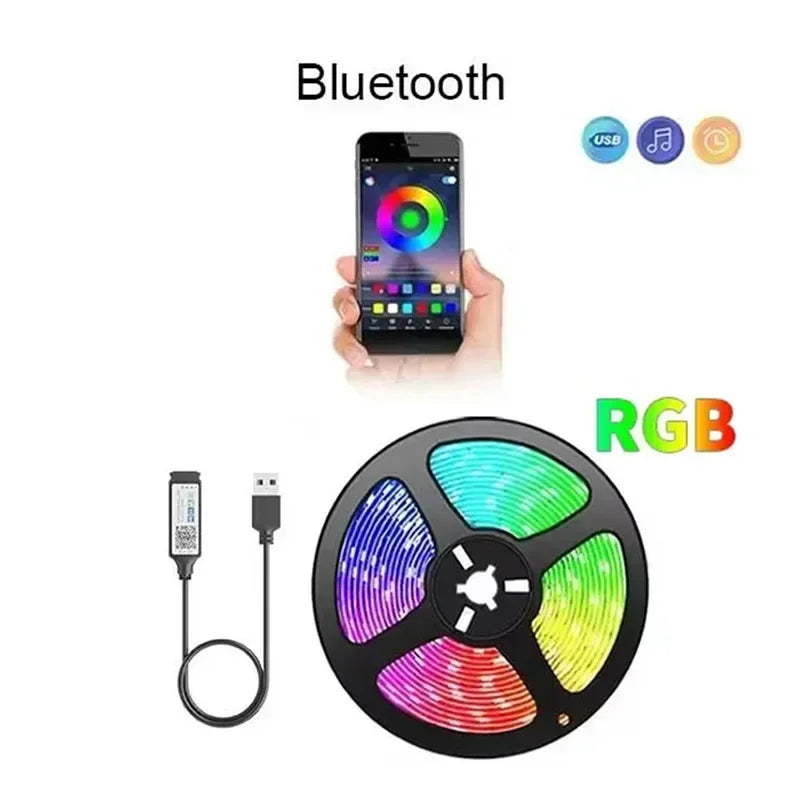 Smart LED Gaming Light Strip RGB 5050 USB 5V Music Sync 24/44key Remote APP Control Flexible Tape for Gaming Room TV Backlight