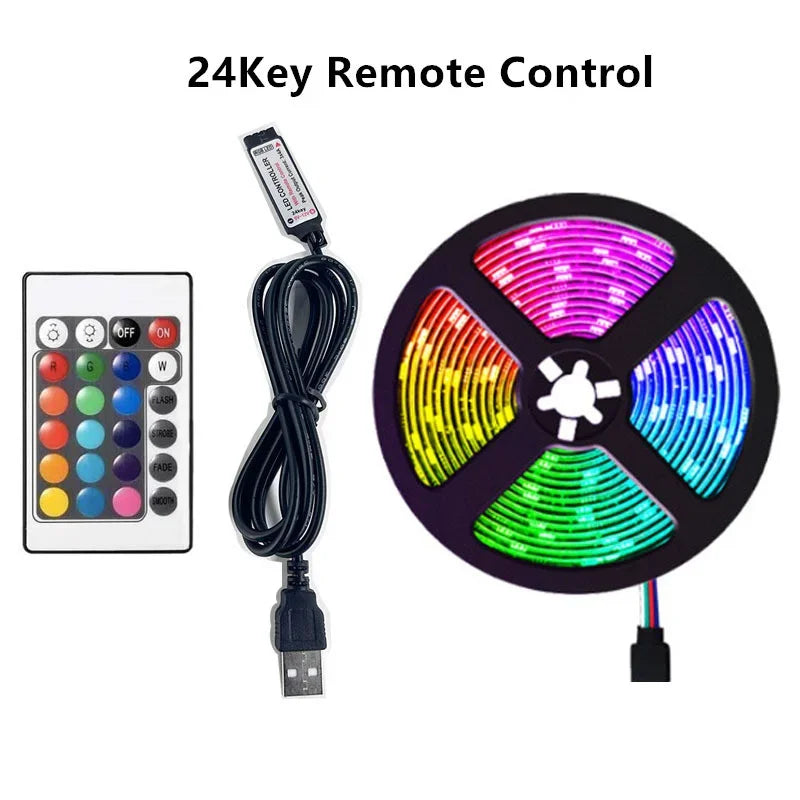 Smart LED Gaming Light Strip RGB 5050 USB 5V Music Sync 24/44key Remote APP Control Flexible Tape for Gaming Room TV Backlight