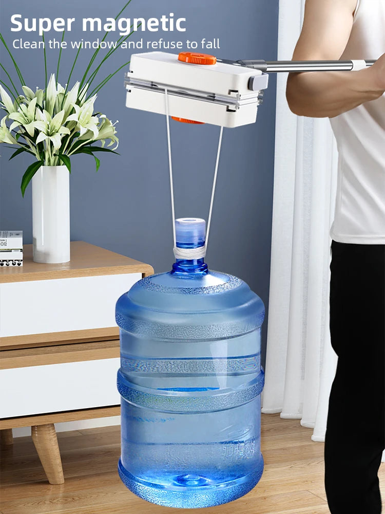 Professional Magnetic Window Cleaner – Double-Sided with Telescopic Rod"
