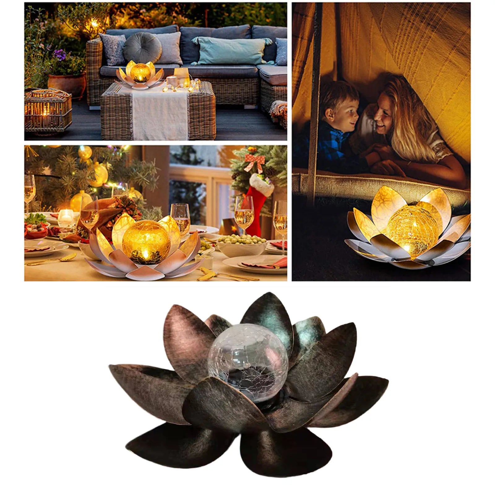 Solar Garden Lights Outdoor Waterproof LED Lotus Lamp Sunlight Yard Patio Lawn Path Driveway Decor Landscape Lights