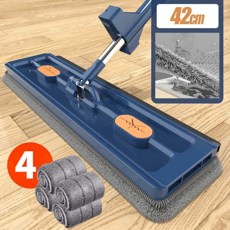 42cm Flat Mop – No Hand-Wash, Absorbent Wet & Dry Cleaning Mop"