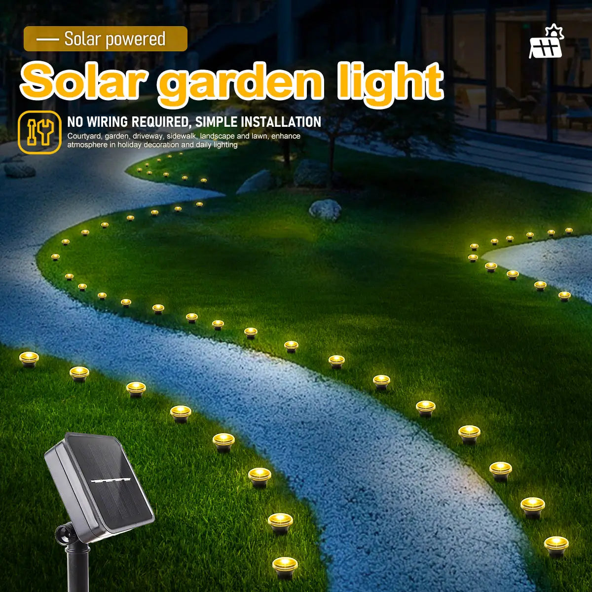 Solar Garden Lights 30LED Solar Lights Outdoor Waterproof Pilot Light String for Lawn Trails Camping Birthday Holiday Decorative