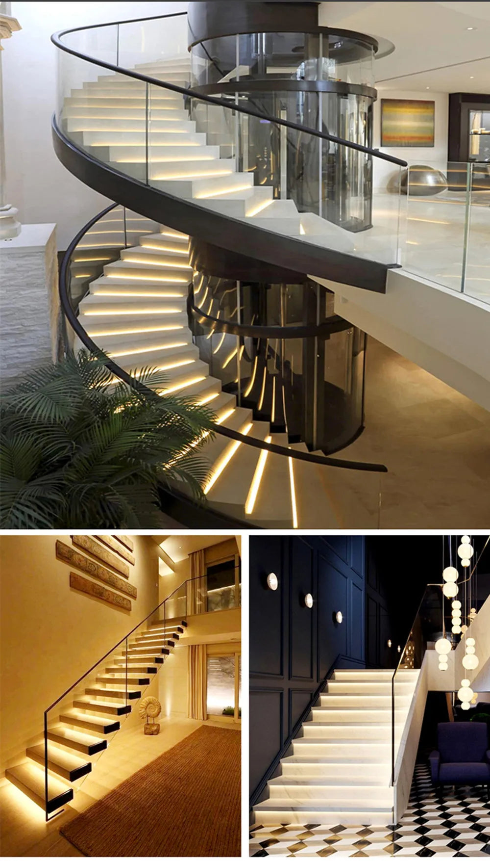 Stair PIR Motion Sensor LED Strip 12V SMD 5050 Lamp Tape + 32 Channels Staircase Step Controller + Power Supply + Connect Wire