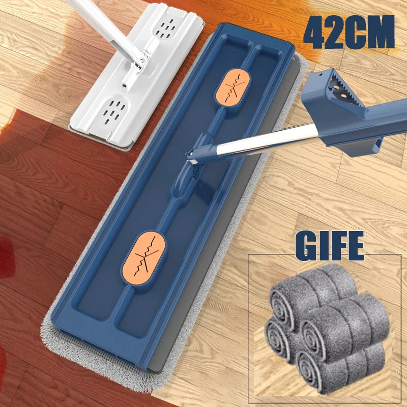 42cm Flat Mop – No Hand-Wash, Absorbent Wet & Dry Cleaning Mop"