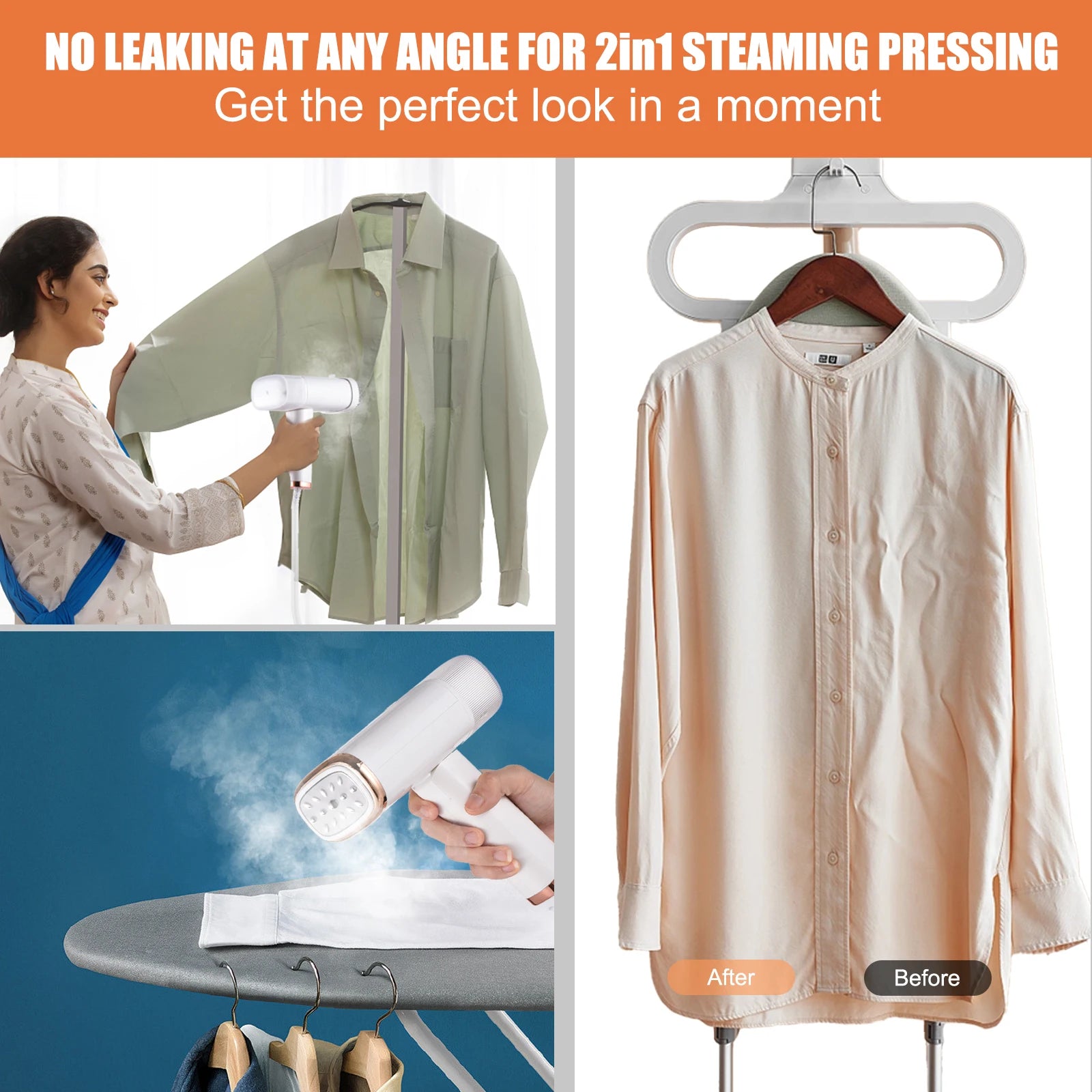 1000W Foldable Handheld Garment Steamer – Large 120ml Water Tank for Clothes & Fabrics"
