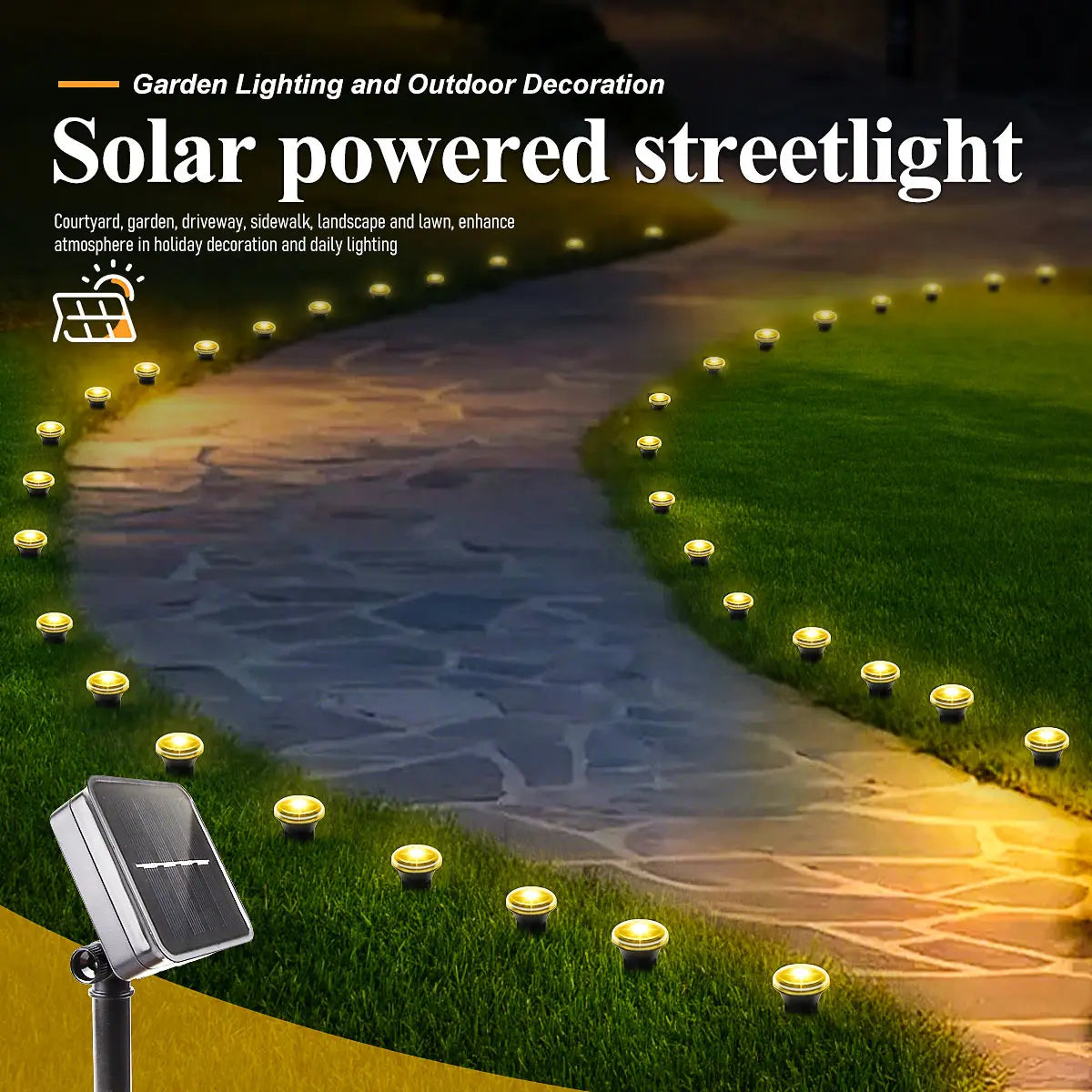 Solar Garden Lights 30LED Solar Lights Outdoor Waterproof Pilot Light String for Lawn Trails Camping Birthday Holiday Decorative