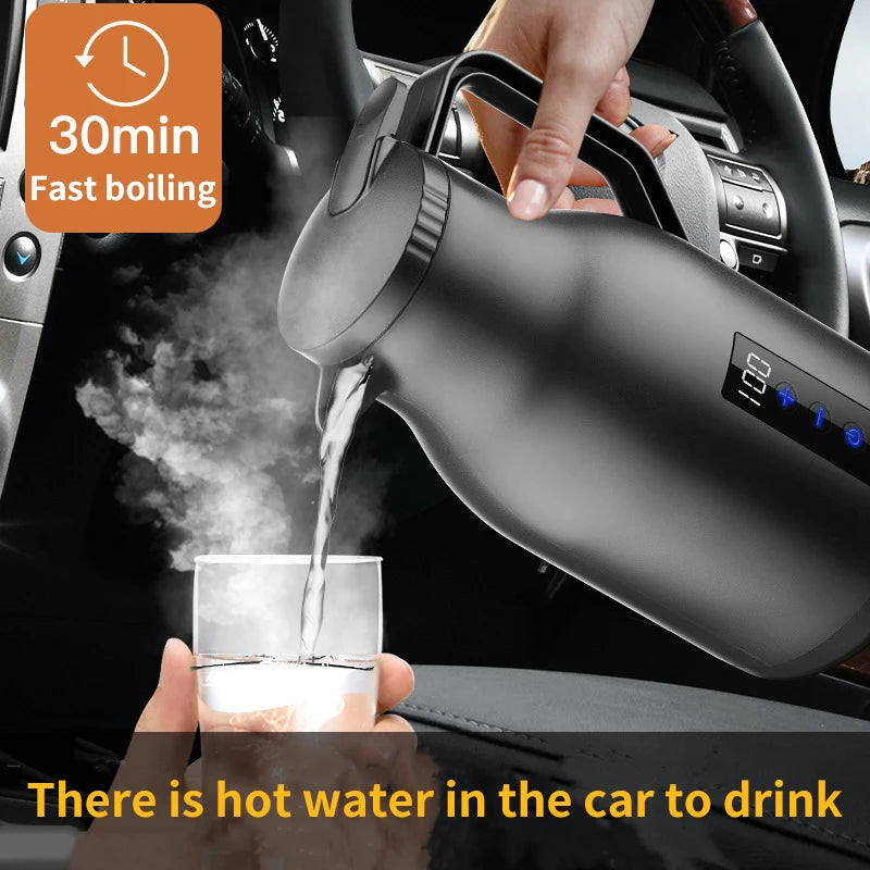 New digital display car electric kettle car 12v24v large truck boiling kettle large capacity insulation 1000ML