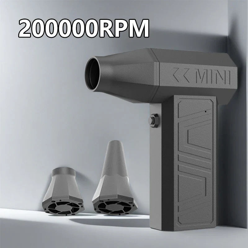 200,000RPM Violent Fan Air Blower – Brushless Turbo Jet, 52m/s Winds, Type-C Charging"