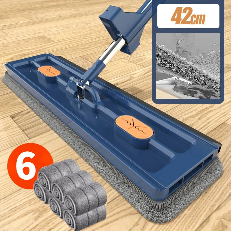 42cm Flat Mop – No Hand-Wash, Absorbent Wet & Dry Cleaning Mop"