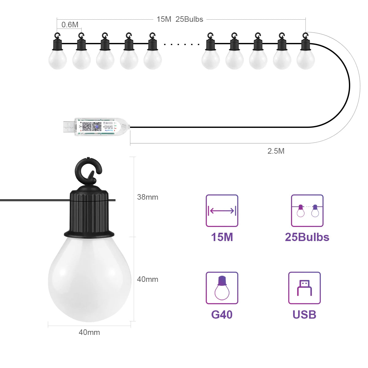 Smart WIFI and Bluetooth G40 LED Bulb