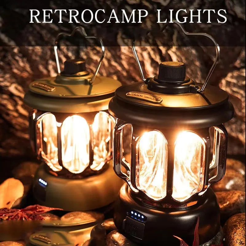 Outdoor Lantern Camping Tent Light Portable Retro Lighting Atmosphere Light LED Camping Light Adjustable Brightness