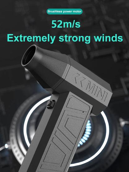 200,000RPM Violent Fan Air Blower – Brushless Turbo Jet, 52m/s Winds, Type-C Charging"