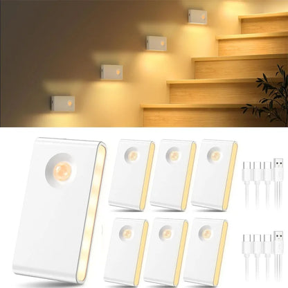 Stair Lights Motion Sensor Indoor Rechargeable Night Light Wireless Under Cabinet Lighting for Stairs Hallway Kitchen Bathroom
