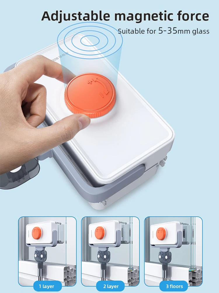 Professional Magnetic Window Cleaner – Double-Sided with Telescopic Rod"