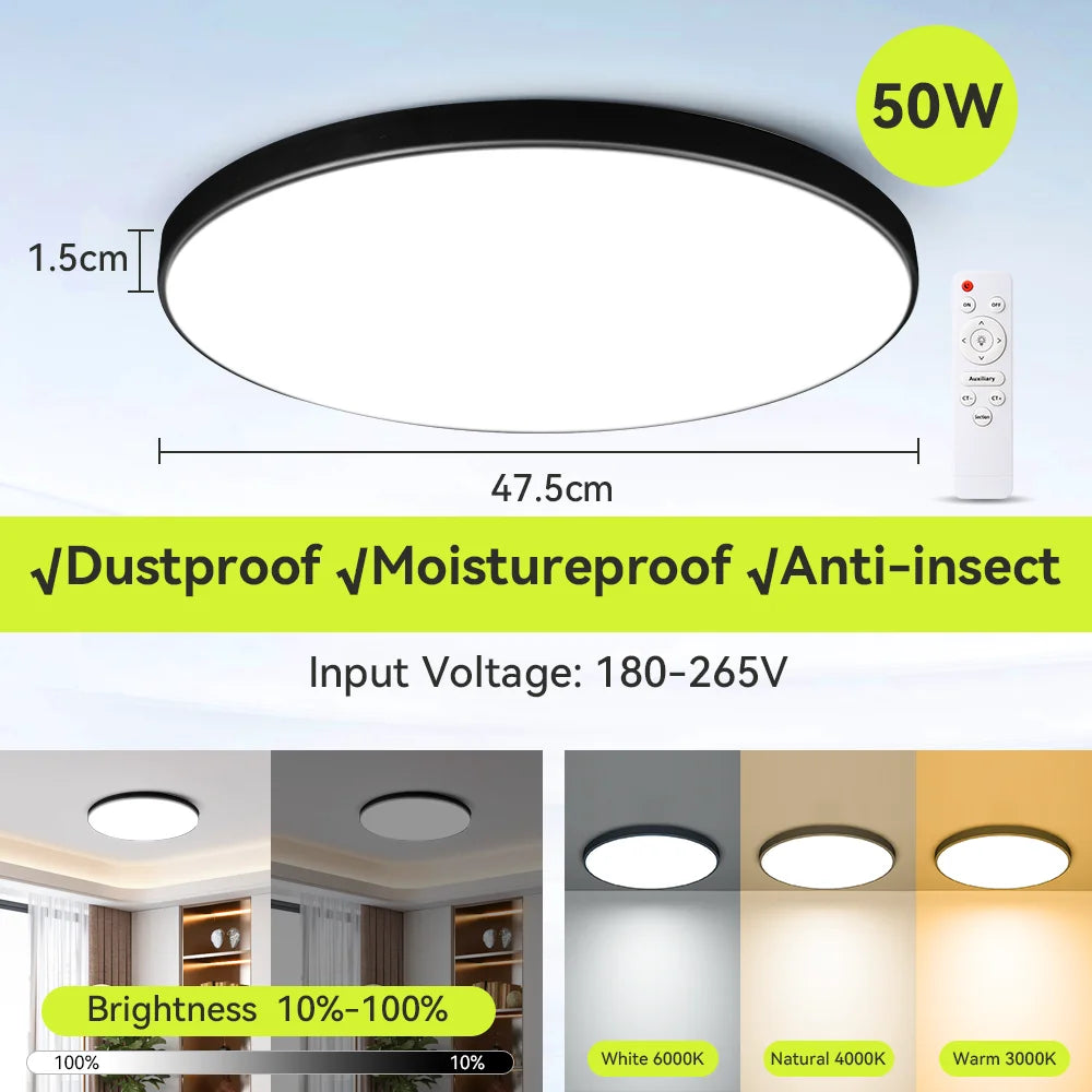 Smart Led Ceiling Light with Remote Control 3 Colors Dimmable Ceiling Lights Ultrathin Panel Lamps Bedroom Kitchen Ceiling Lamp