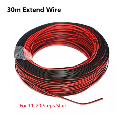 Stair PIR Motion Sensor LED Strip 12V SMD 5050 Lamp Tape + 32 Channels Staircase Step Controller + Power Supply + Connect Wire