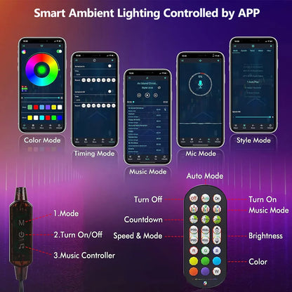 Smart LED Light Bars RGB Smart 16 Colour TV Backlights Remote Music Sync Gaming Lights Rhythm Ambient Pickup Lamp Mood Lighting