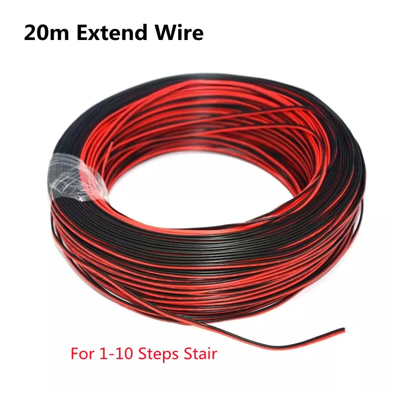 Stair PIR Motion Sensor LED Strip 12V SMD 5050 Lamp Tape + 32 Channels Staircase Step Controller + Power Supply + Connect Wire