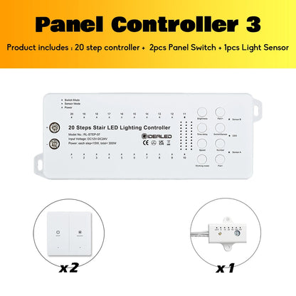 Smart Sensor Stair Light – 20-Step PIR Infrared LED Strip, Wireless &amp; Dimmable"