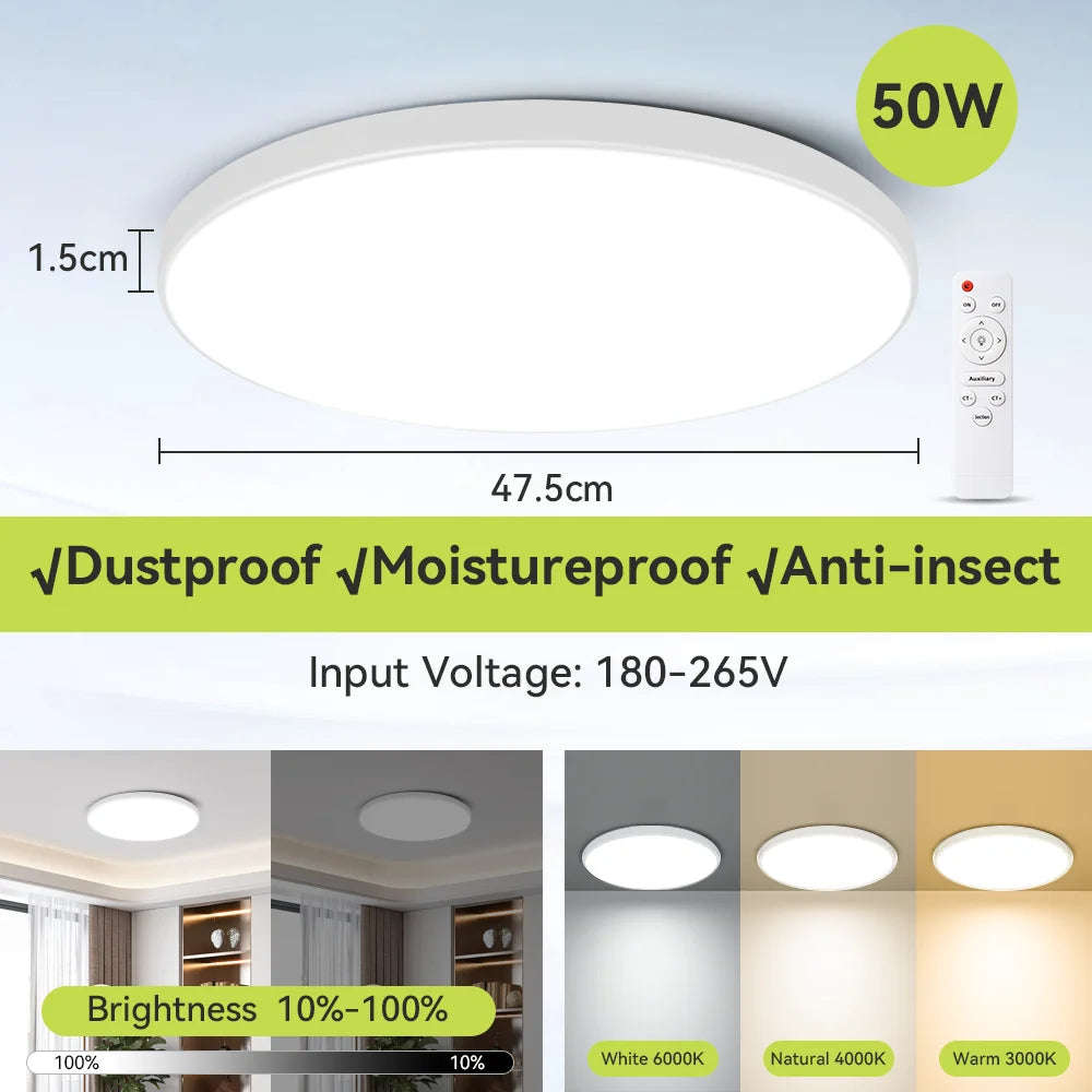 Smart Led Ceiling Light with Remote Control 3 Colors Dimmable Ceiling Lights Ultrathin Panel Lamps Bedroom Kitchen Ceiling Lamp