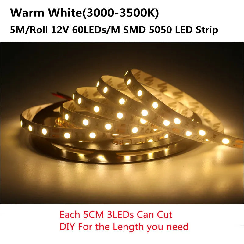 Stair PIR Motion Sensor LED Strip 12V SMD 5050 Lamp Tape + 32 Channels Staircase Step Controller + Power Supply + Connect Wire