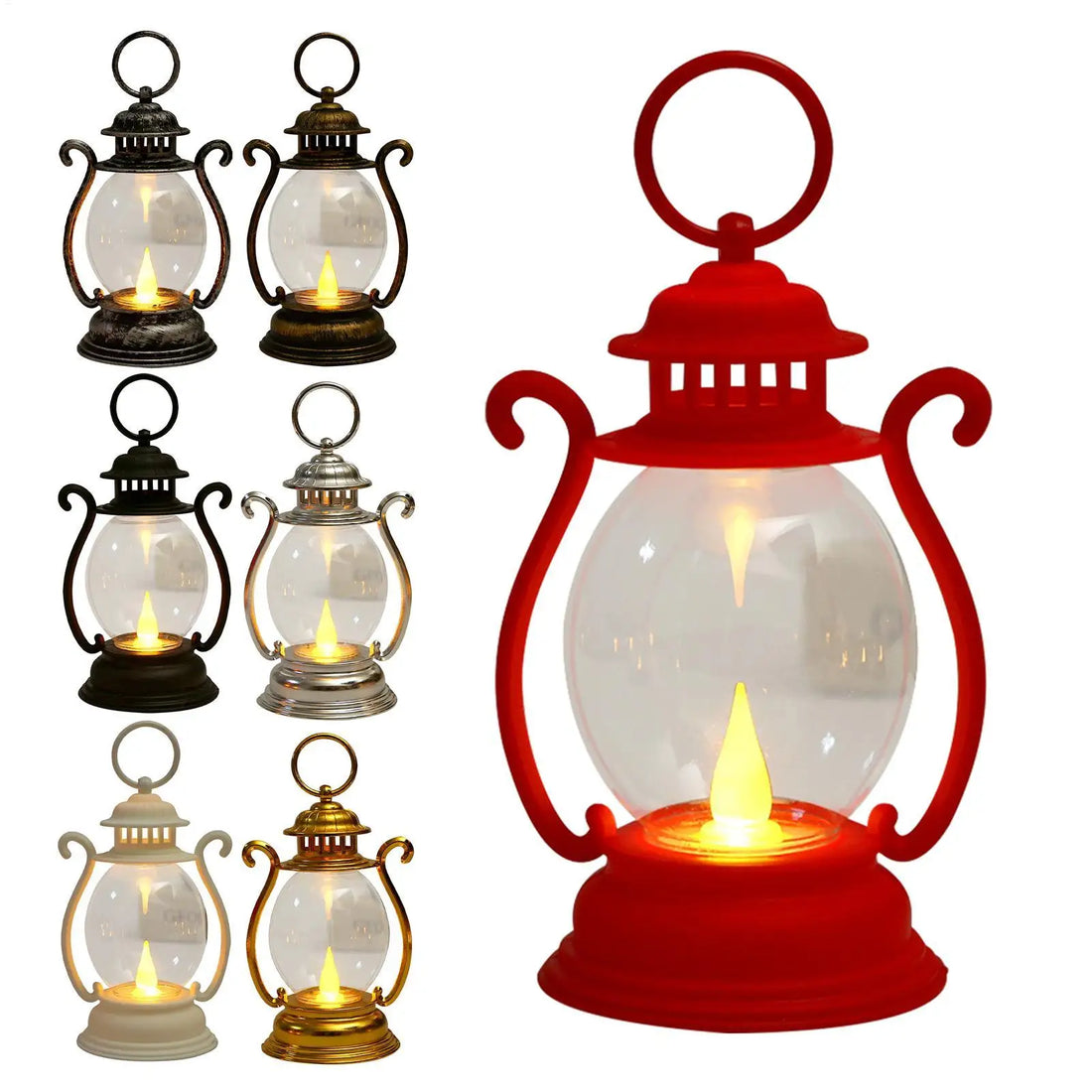 Vintage Lantern Portable Camping Light with Flame Effect  Built-in LED bulb powered by Battery For Bar Restaurant Decoration