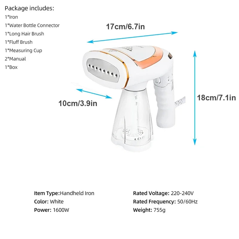 "Handheld Garment Steamer – Portable Travel Steamer for Wrinkles, Professional Grade"