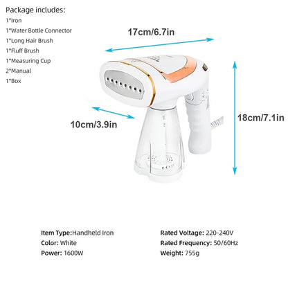 "Handheld Garment Steamer – Portable Travel Steamer for Wrinkles, Professional Grade"