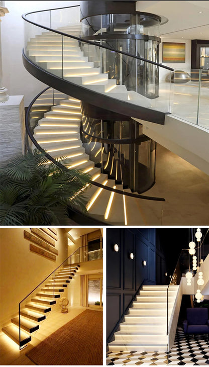 Stair PIR Motion Sensor LED Strip 12V SMD 5050 Lamp Tape + 32 Channels Staircase Step Controller + Power Supply + Connect Wire